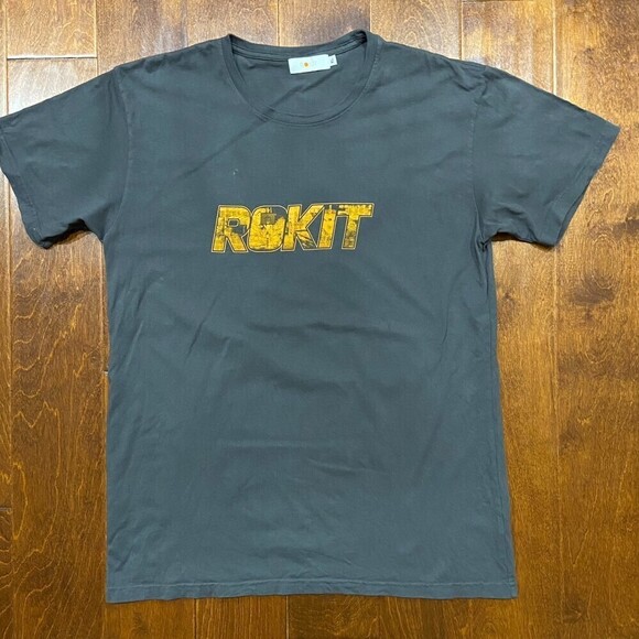Rokit Streetwear Basketball Logo Gray Orange Tee Men's Size XL - Picture 2 of 8